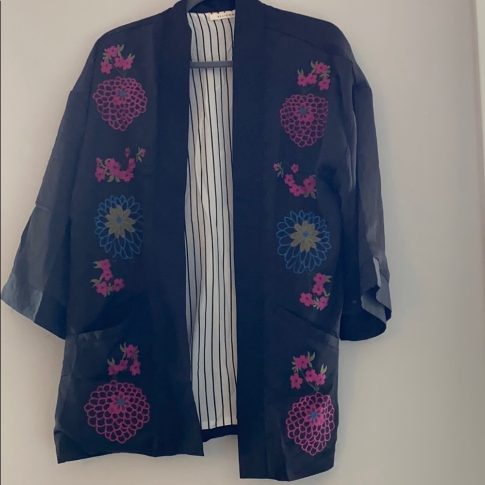 Open front kimono blazer